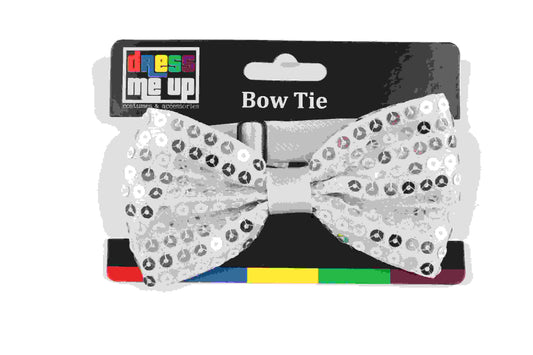 Silver Sequin Bow Tie