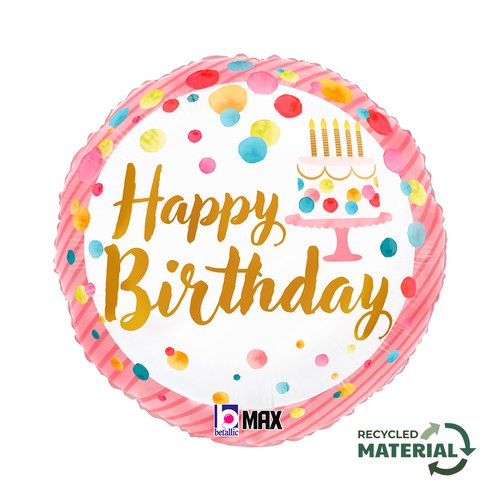 Helium INFLATED Satin Birthday Pink Party Round