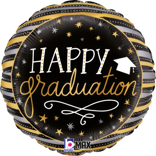 Helium INFLATED Satin Metallic Graduation Stripe Round