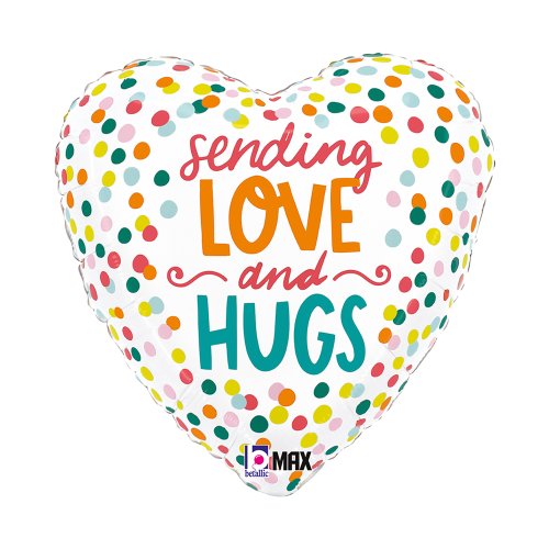 Helium INFLATED Sending Love & Hugs Heart Heart