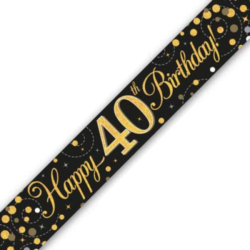 Sparkling Fizz Black & Gold #40 Birthday Banner