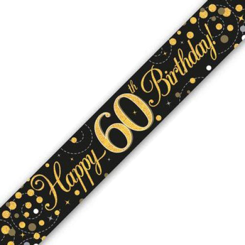 Sparkling Fizz Black & Gold #60 Birthday Banner