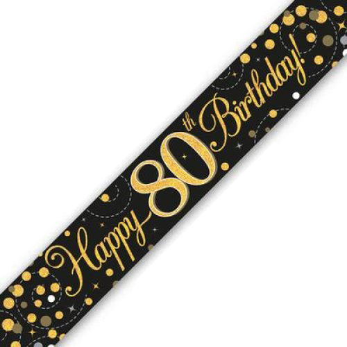 Sparkling Fizz Black & Gold #80 Birthday Banner