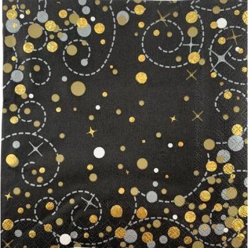 Sparkling Fizz Black Gold Napkin / Serviettes