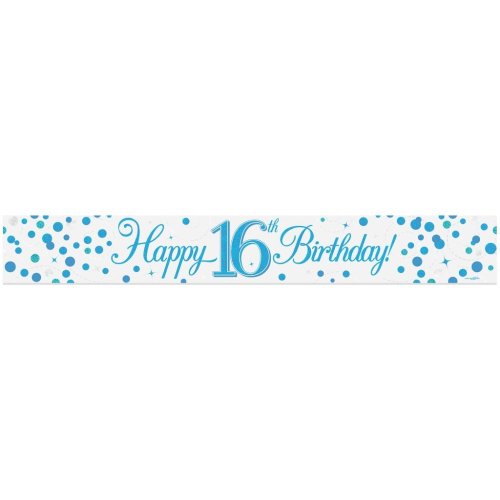 Sparkling Fizz Blue #16 Birthday Banner