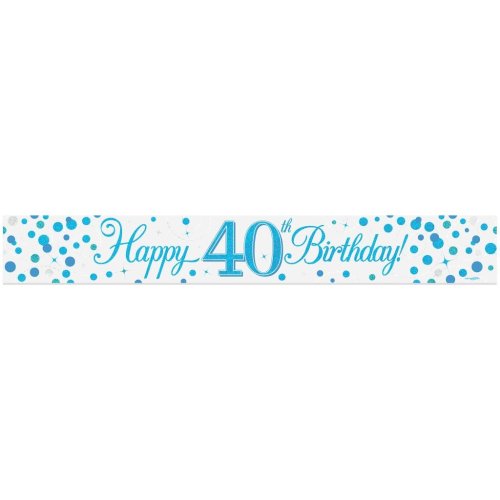 Sparkling Fizz Blue #40 Birthday Banner
