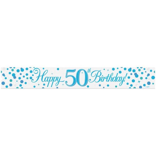 Sparkling Fizz Blue #50 Birthday Banner