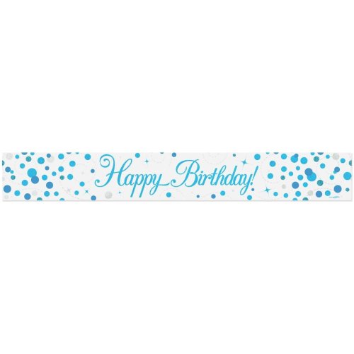 Sparkling Fizz Blue Happy Birthday Banner