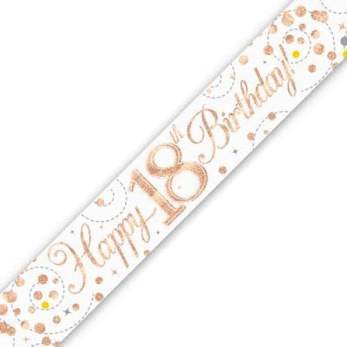Sparkling Fizz Rose Gold #18 Birthday Banner