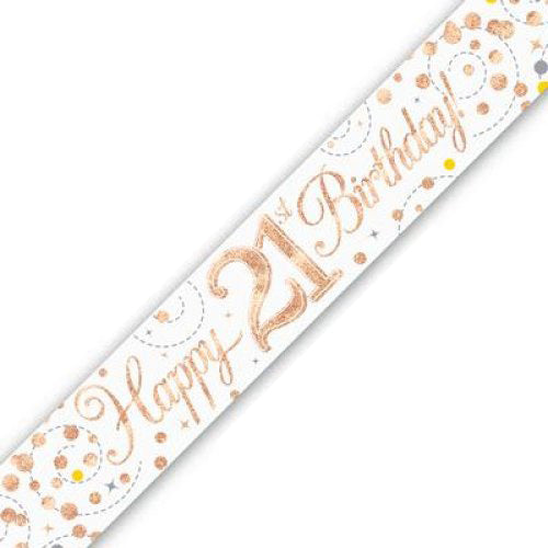 Sparkling Fizz Rose Gold #21 Birthday Banner