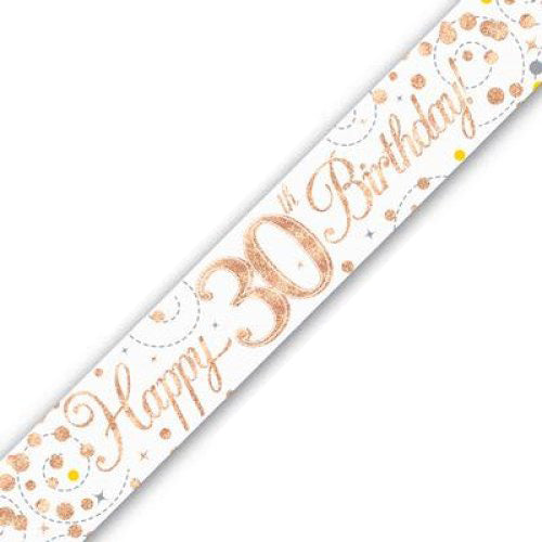 Sparkling Fizz Rose Gold #30 Birthday Banner