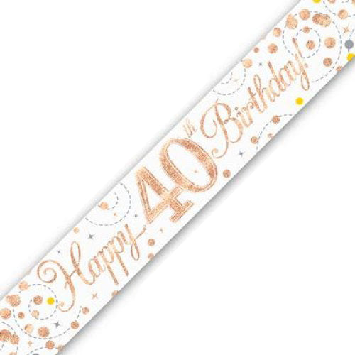Sparkling Fizz Rose Gold #40 Birthday Banner
