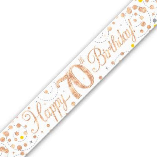 Sparkling Fizz Rose Gold #70 Birthday Banner