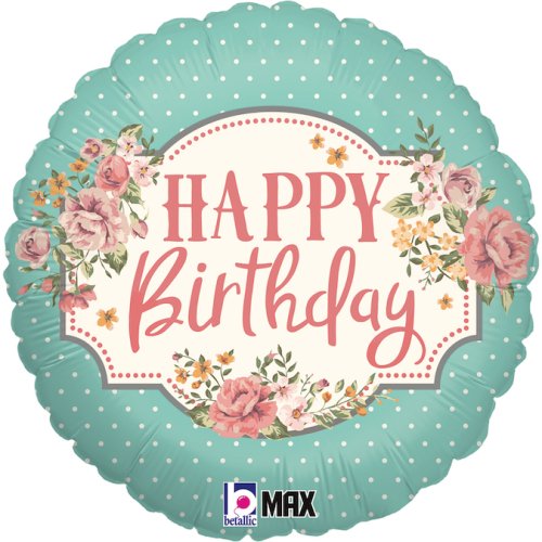 Helium INFLATED Vintage Birthday Round