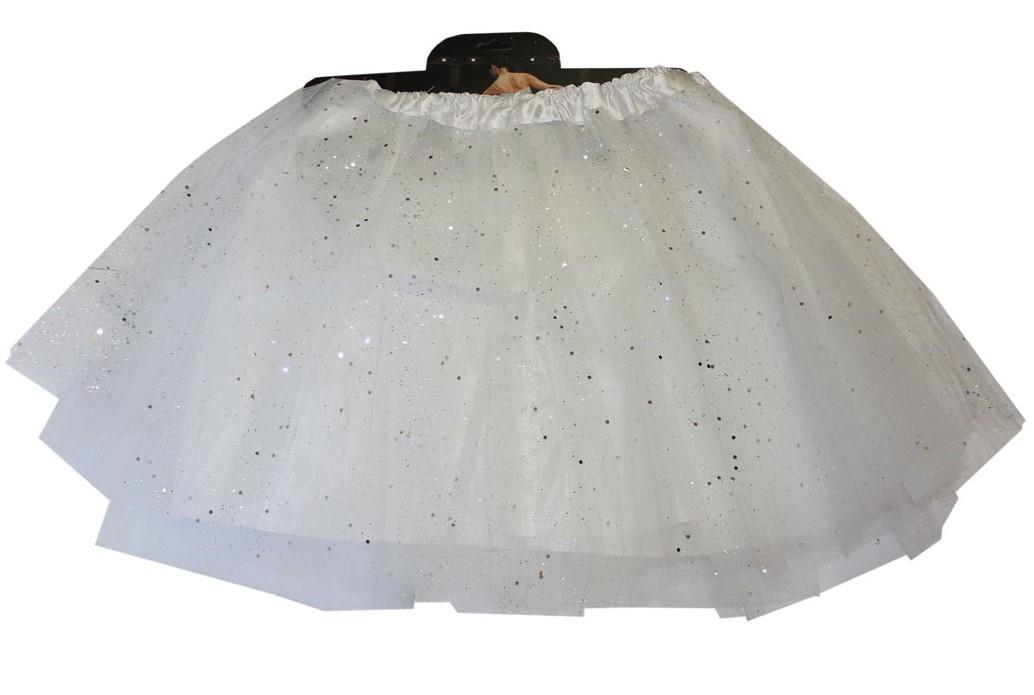 White 40Cm Glitter 4 Layer Tutu
