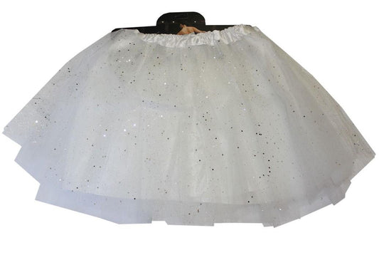 White 40Cm Glitter 4 Layer Tutu