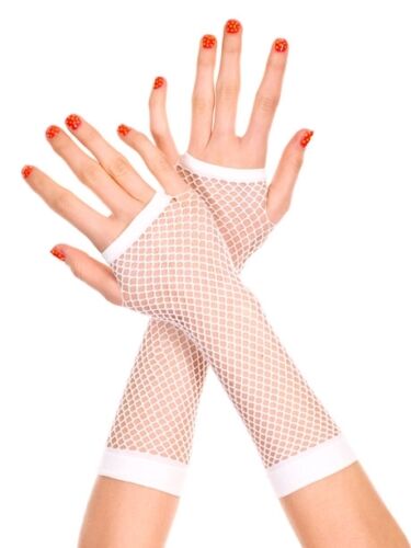 White Fishnet Gloves 28Cm