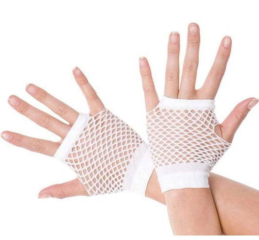 White Fishnet Hand Gloves