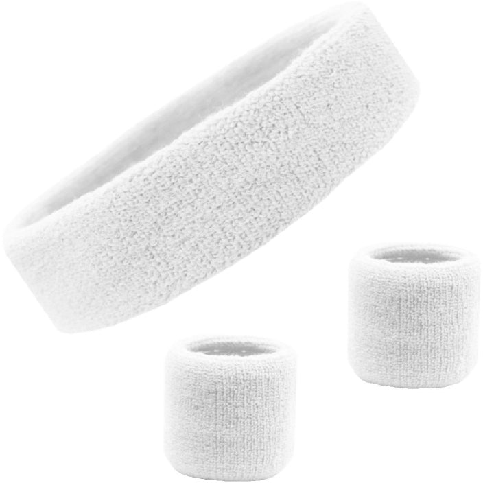 White Sweatband 3Pk Set