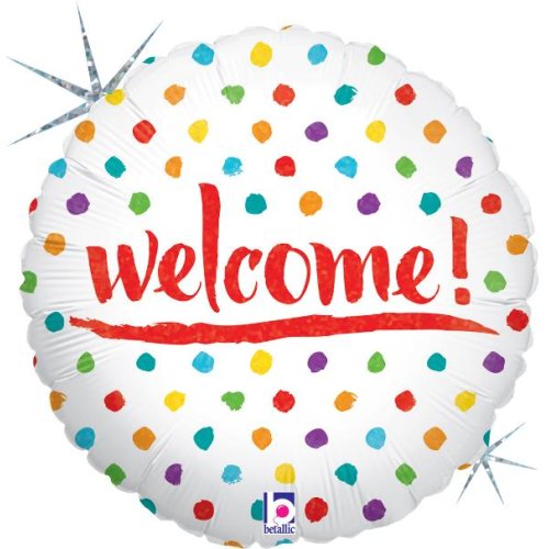 Helium INFLATED Welcome Dots Holographic Round