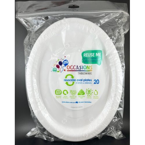 White Oval Plate (Pack of 20)
