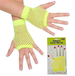 Yellow Fishnet Hand Gloves