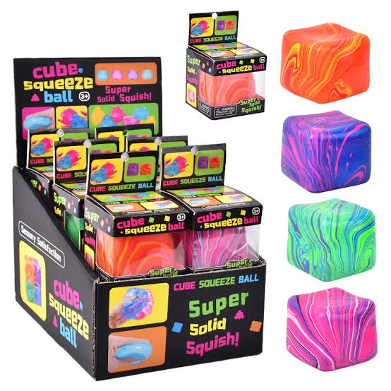 Cube Squeeze Ball — Marbled Sensory Fidget Cube