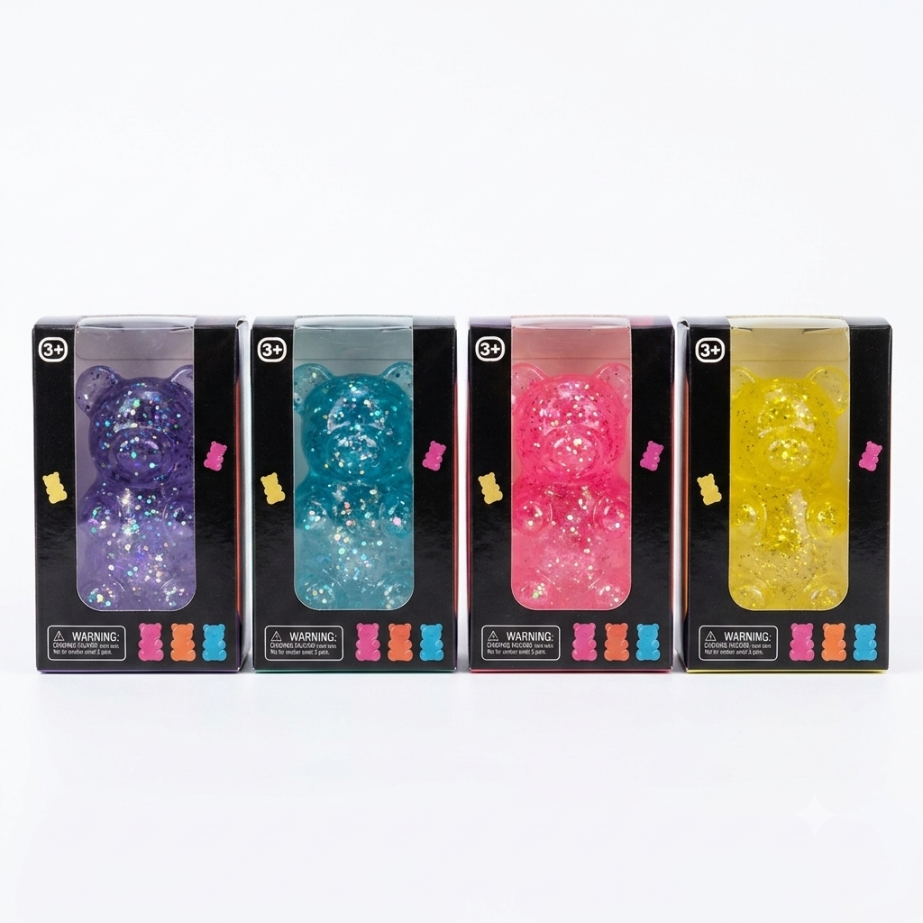 Glitter Gummy Bear Squishy — Jelly Fidget Toy