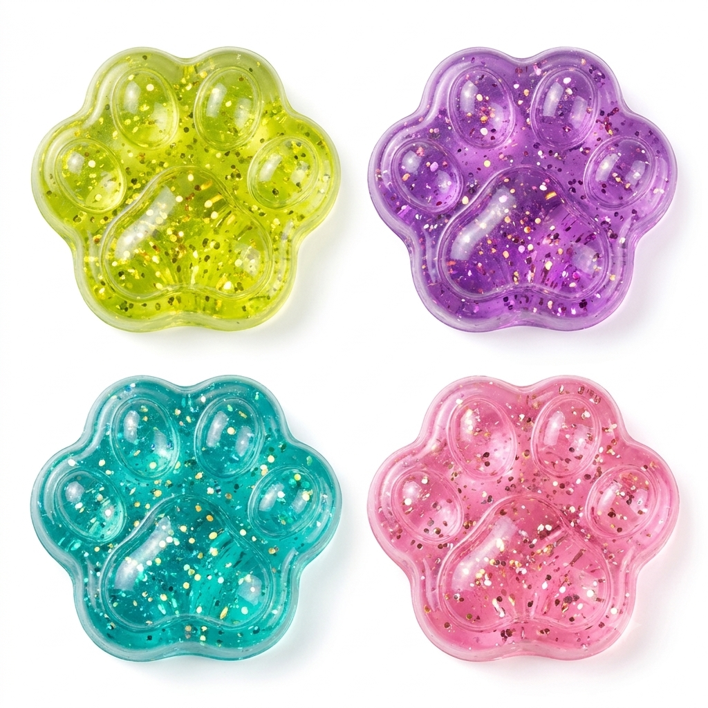 Glitter Paw Squishy — Gel Bubble Fidget Toy